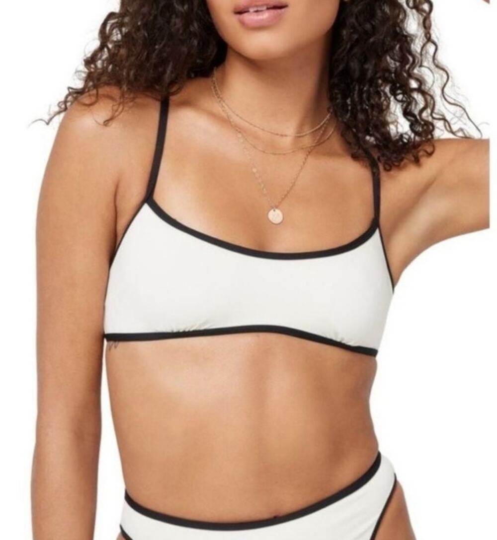 L*Space Pamela Bikini Top Racerback in Cream Black Size Small NWT